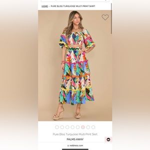 RED DRESS Colorful Top with Puff Sleeves WORN ONCE